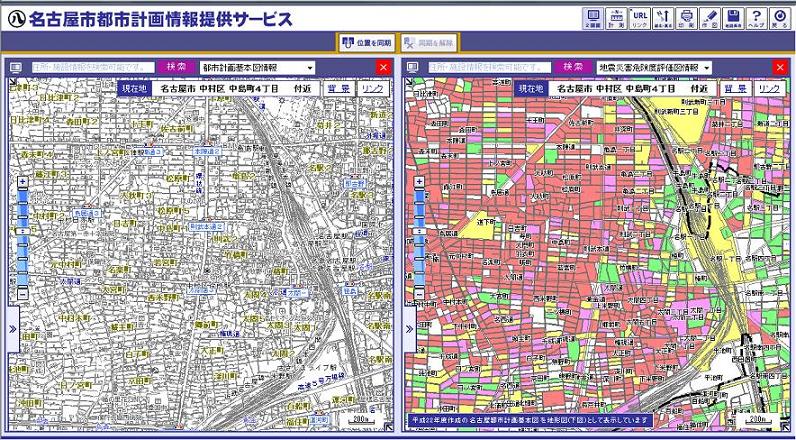 都市計画情報提供サービスにおける地震災害危険度評価図情報